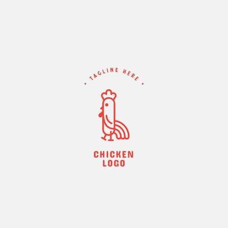 Chicken logo, Fried chicken restaurant, Rooster mascot, chicken farm and egg vector illustration.のイラスト素材