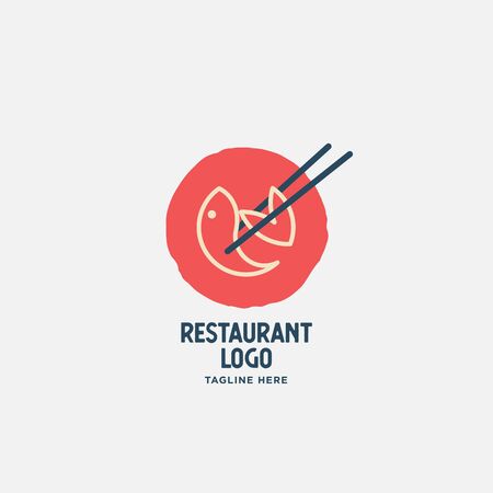 Fish and seafood restaurant logo, BBQ Fish and Sushi logo, Fish logo with minimalis styleのイラスト素材