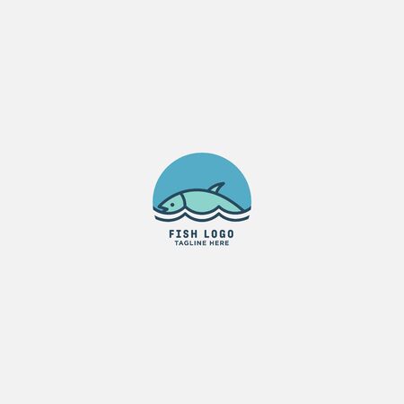 fish logo vector illustration, fish market logo, fish guard logo, fish contest, seafood label and badgeのイラスト素材