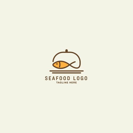 Fish and seafood restaurant logo, BBQ Fish and Sushi logo, Fish logo with minimalis styleのイラスト素材