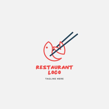 Fish and seafood restaurant logo, BBQ Fish and Sushi logo, Fish logo with minimalis styleのイラスト素材