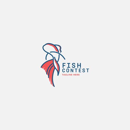 fish logo vector illustration, fish market logo, fish guard logo, fish contest, seafood label and badgeのイラスト素材