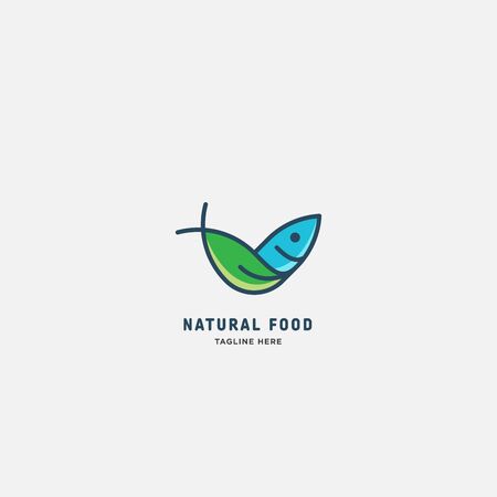 natural fish logo vector illustration, fish market logo, fish guard logo, fish contest, seafood label and badgeのイラスト素材