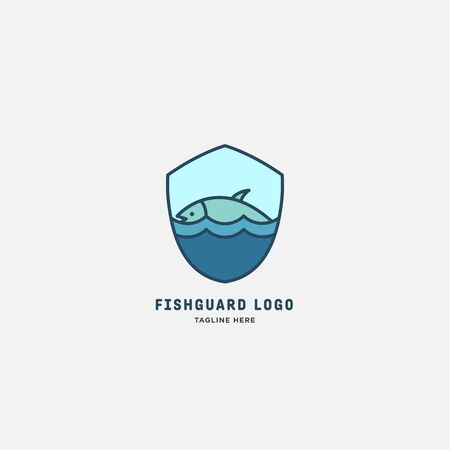 fish logo vector illustration, fish market logo, fish guard logo, fish contest, seafood label and badgeのイラスト素材