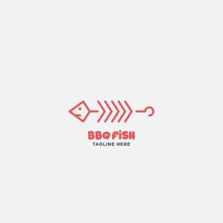 Fish and seafood restaurant logo, BBQ Fish and Sushi logo, Fish logo with minimalis styleのイラスト素材