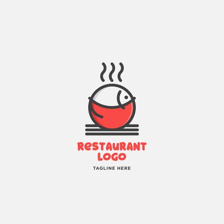 Fish and seafood restaurant logo, BBQ Fish and Sushi logo, Fish logo with minimalis styleのイラスト素材