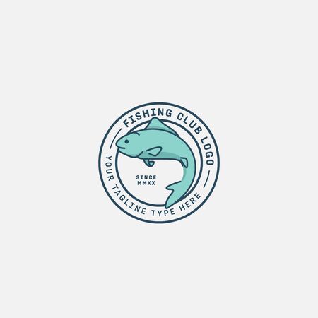 fish logo vector illustration, fish market logo, fish guard logo, fish contest, seafood label and badgeのイラスト素材