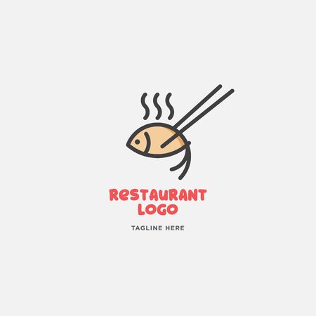 Fish and seafood restaurant logo, BBQ Fish and Sushi logo, Fish logo with minimalis styleのイラスト素材
