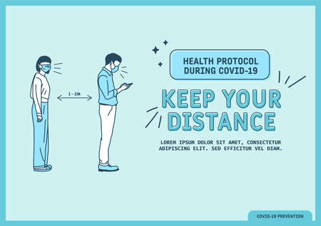 Health protocol guide during covid-19, Coronavirus Outbreak Tips template. Vector illustrationのイラスト素材