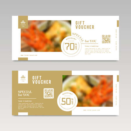 Discount voucher template with modern design. suitable for restaurant or culinary bussines. vector illustrationのイラスト素材