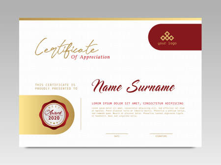 Modern Design Certificate. Certificate template awards diploma background vector modern design simple elegant and luxurious elegant. layout horizontal in A4 sizeのイラスト素材