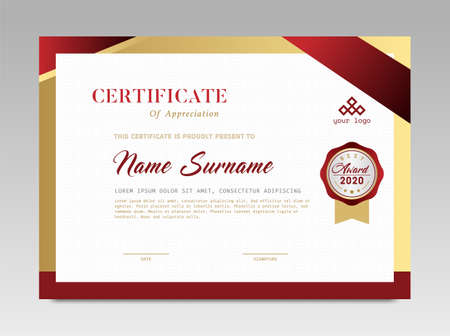 Modern Design Certificate. Certificate template awards diploma background vector modern design simple elegant and luxurious elegant. layout horizontal in A4 sizeのイラスト素材