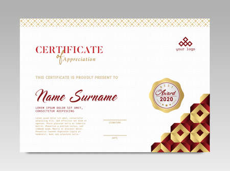Modern Design Certificate. Certificate template awards diploma background vector modern design simple elegant and luxurious elegant. layout horizontal in A4 sizeのイラスト素材