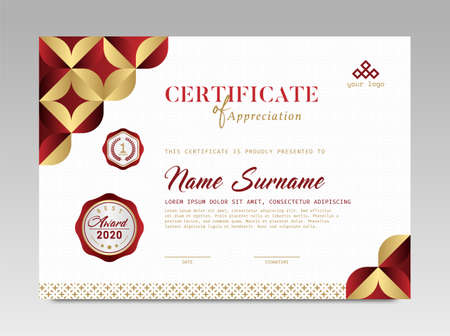 Modern Design Certificate. Certificate template awards diploma background vector modern design simple elegant and luxurious elegant. layout horizontal in A4 sizeのイラスト素材
