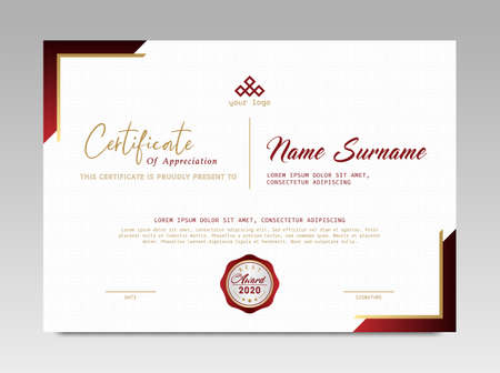 Modern Design Certificate. Certificate template awards diploma background vector modern design simple elegant and luxurious elegant. layout horizontal in A4 sizeのイラスト素材