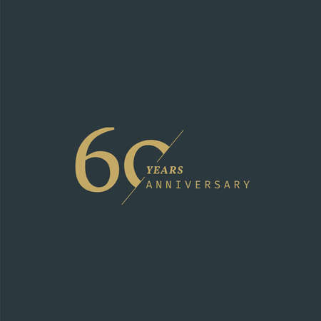 60 years anniversary logotype with modern minimalism style. Vector Template Design Illustration.のイラスト素材