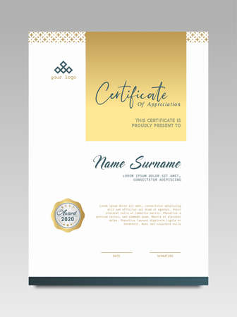 Certificate template awards diploma background vector modern design simple elegant and luxurious elegant. layout vertical in A4 sizeのイラスト素材