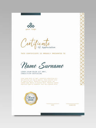 Certificate template awards diploma background vector modern design simple elegant and luxurious elegant. layout vertical in A4 sizeのイラスト素材