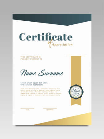 Certificate template awards diploma background vector modern design simple elegant and luxurious elegant. layout vertical in A4 sizeのイラスト素材
