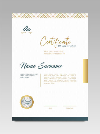 Certificate template awards diploma background vector modern design simple elegant and luxurious elegant. layout vertical in A4 sizeのイラスト素材