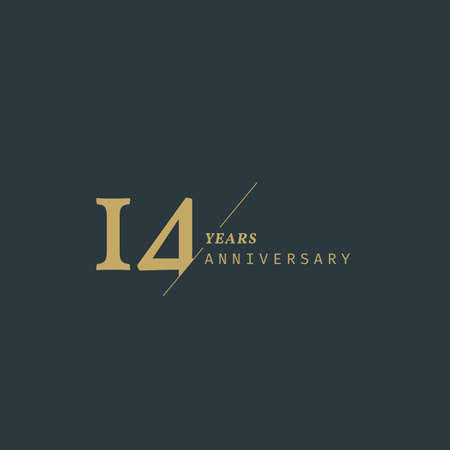 14 years anniversary logotype with modern minimalism style. Vector Template Design Illustration.のイラスト素材