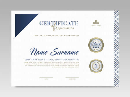 Modern Design Certificate. Certificate template awards diploma background vector modern design simple elegant and luxurious elegant. layout horizontal in A4 sizeのイラスト素材