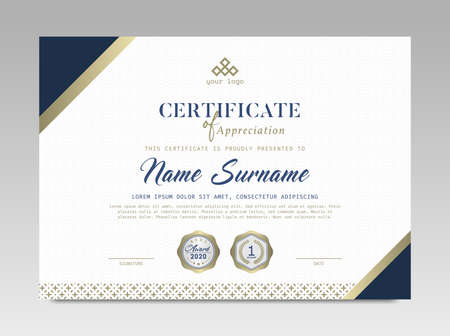 Modern Design Certificate. Certificate template awards diploma background vector modern design simple elegant and luxurious elegant. layout horizontal in A4 sizeのイラスト素材