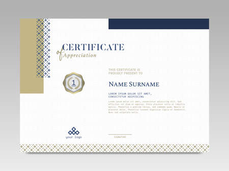 Modern Design Certificate. Certificate template awards diploma background vector modern design simple elegant and luxurious elegant. layout horizontal in A4 sizeのイラスト素材