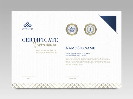 Modern Design Certificate. Certificate template awards diploma background vector modern design simple elegant and luxurious elegant. layout horizontal in A4 sizeのイラスト素材