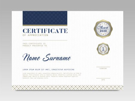 Modern Design Certificate. Certificate template awards diploma background vector modern design simple elegant and luxurious elegant. layout horizontal in A4 sizeのイラスト素材