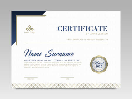 Modern Design Certificate. Certificate template awards diploma background vector modern design simple elegant and luxurious elegant. layout horizontal in A4 sizeのイラスト素材