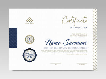Modern Design Certificate. Certificate template awards diploma background vector modern design simple elegant and luxurious elegant. layout horizontal in A4 sizeのイラスト素材