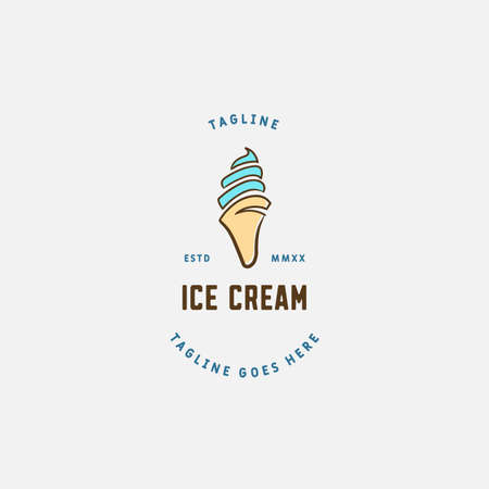 Ice cream and gelato logo design vector template. Vector illustration.のイラスト素材