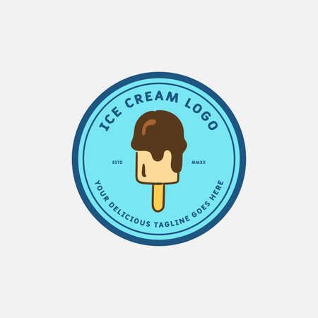 Ice cream and gelato logo design vector template. Vector illustration.のイラスト素材