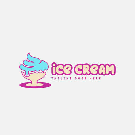 Ice cream and gelato logo design vector template. Vector illustration.のイラスト素材