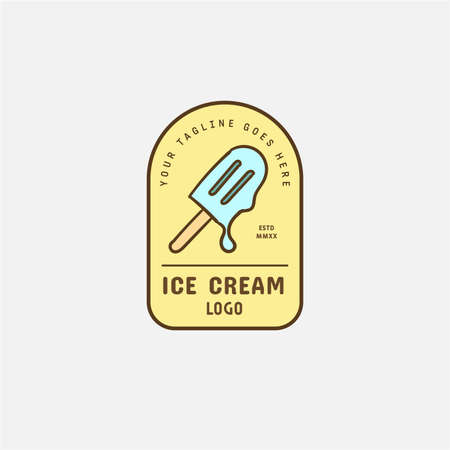 Ice cream and gelato logo design vector template. Vector illustration.のイラスト素材