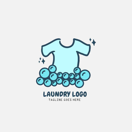 Laundry logo template design vector or wash service room. Vector illustration.のイラスト素材