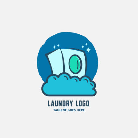 Laundry logo template design vector or wash service room. Vector illustration.のイラスト素材