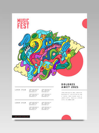 Music festival illustration design poster for party and event. Vector abstract illustration music for background and wallpaper.のイラスト素材