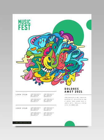 Music festival illustration design poster for party and event. Vector abstract illustration music for background and wallpaper.のイラスト素材