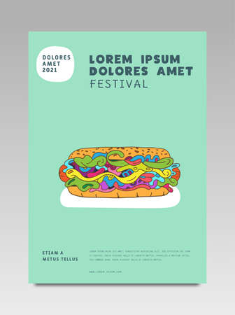 Food festival poster. Design with colorful abstract vector illustration.のイラスト素材