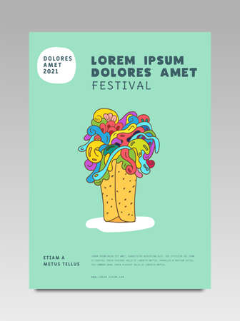 Food festival poster. Design with colorful abstract vector illustration.のイラスト素材