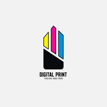 Digital print and printing logo design template. Vector illustration.のイラスト素材