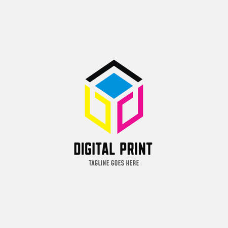 Digital print and printing logo design template. Vector illustration.のイラスト素材