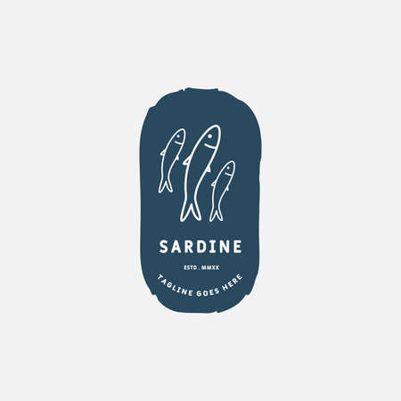 Sardine and mackerel logo template. Fish Logo vector illustration design.のイラスト素材