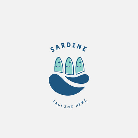 Sardine and mackerel logo template. Fish Logo vector illustration design.のイラスト素材