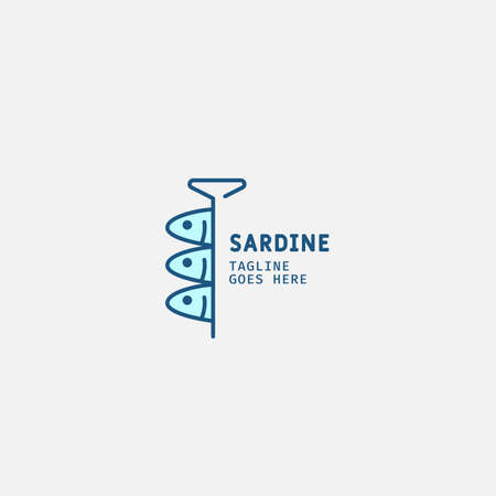 Sardine and mackerel logo template. Fish Logo vector illustration design.のイラスト素材