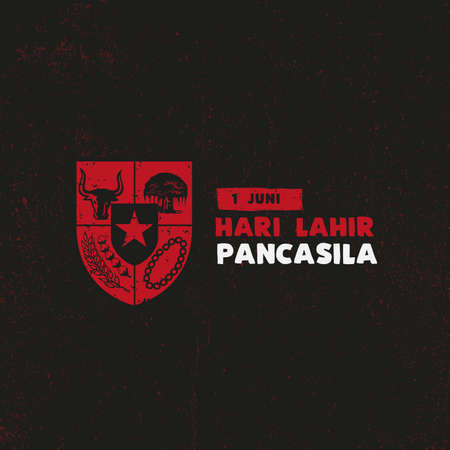 Hari Lahir Pancasila, 1 Juni. Translation : June 1, Indonesian Pancasila Day. Unity in Diversity. vector illustration.のイラスト素材