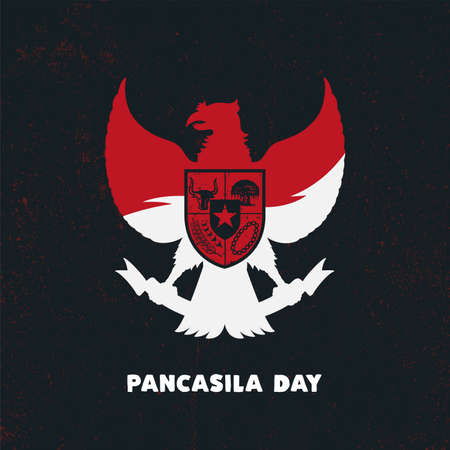 Hari Lahir Pancasila, 1 Juni. Translation : June 1, Indonesian Pancasila Day. Unity in Diversity. vector illustration.のイラスト素材