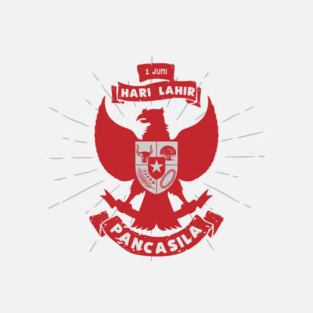Hari Lahir Pancasila, 1 Juni. Translation : June 1, Indonesian Pancasila Day. Unity in Diversity. vector illustration.のイラスト素材